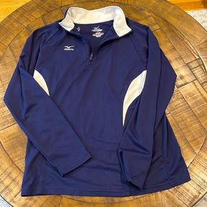 Womens Navy Blue Mizuno DryLite Zip Up Shirt - Size Medium